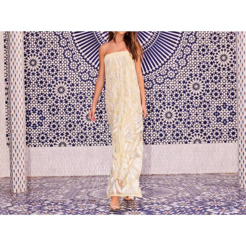 NEW HELSI margot strapless dress in soft yellow